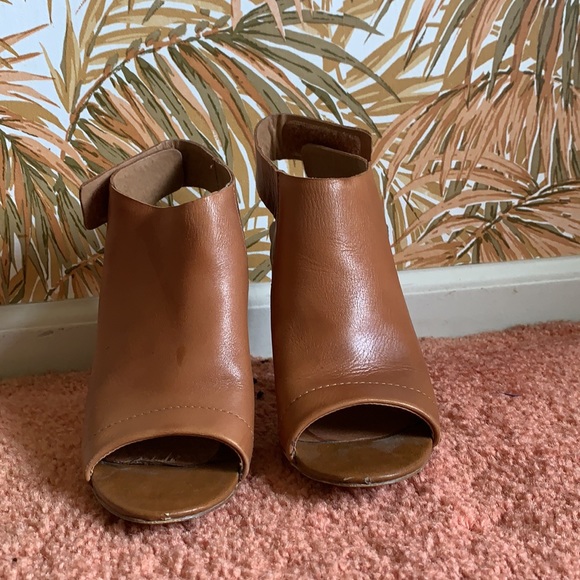 ALDO Open Toe Leather Chunky Heel - Brown Size 8.5 - Picture 3 of 4